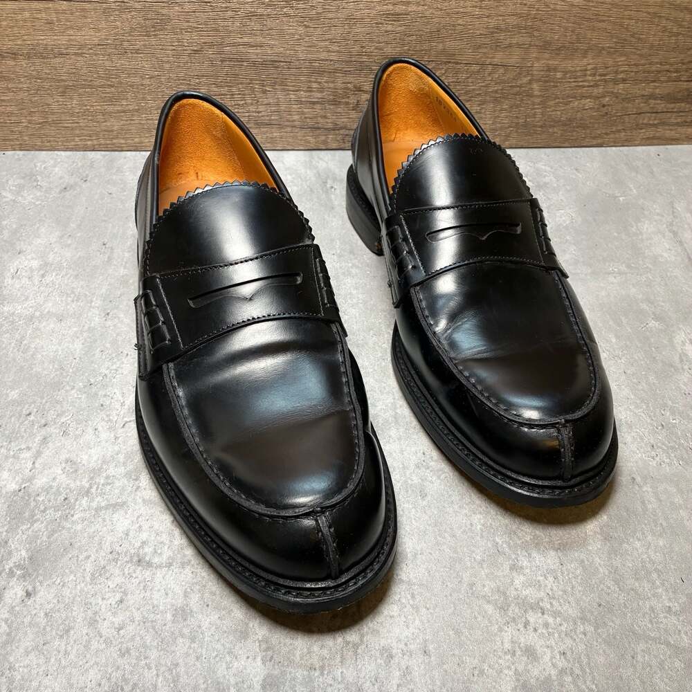 Berwick 1707 Black Leather Goodyear Welted Penny Dress Loafers Size 10
